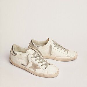 Golden goose Women's Super-Star sneakers w silver heel tab and metal lettering